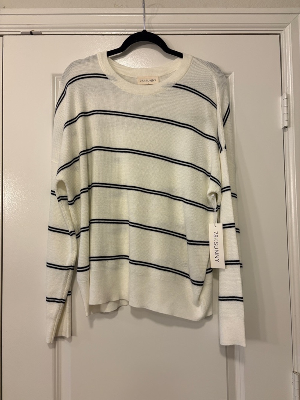 Cream Stripe Lightweight Women's Sweater
